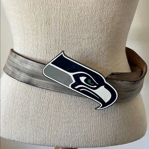 Vintage 2003 Seattle Seahawks Belt with Distressed Leather - 46” Long